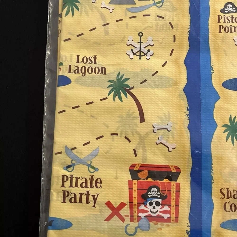 Pirate Treasure Map Tablecover Plastic Disposable Party Decor 54 X 102 Inch